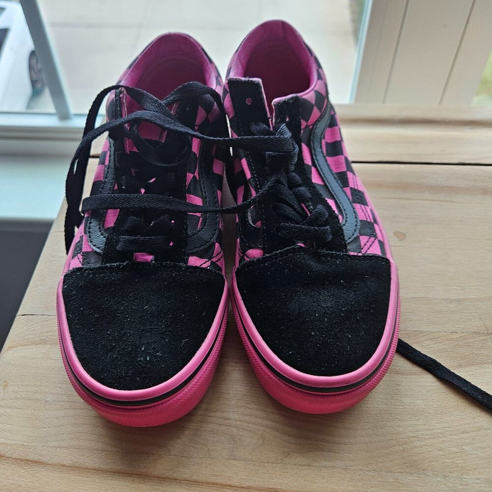 Hot Pink & Black Checkered Vans